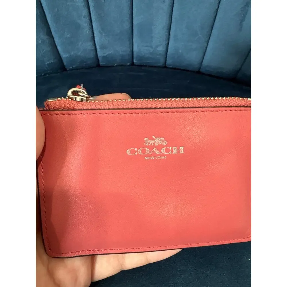 Coach Leather Card Holder Melon Pink